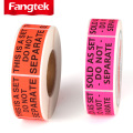 Color fluorescent fragile do not bend labels stickers paper roll